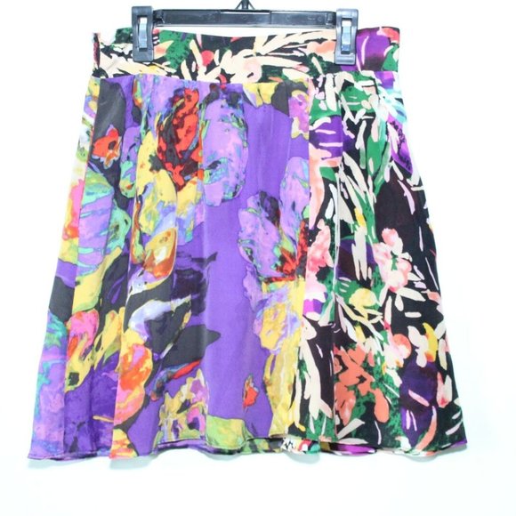 Maeve Silk Floral Carizzo Mini Skirt Pockets Purple Women's Size X-Small H13039 - Picture 2 of 10
